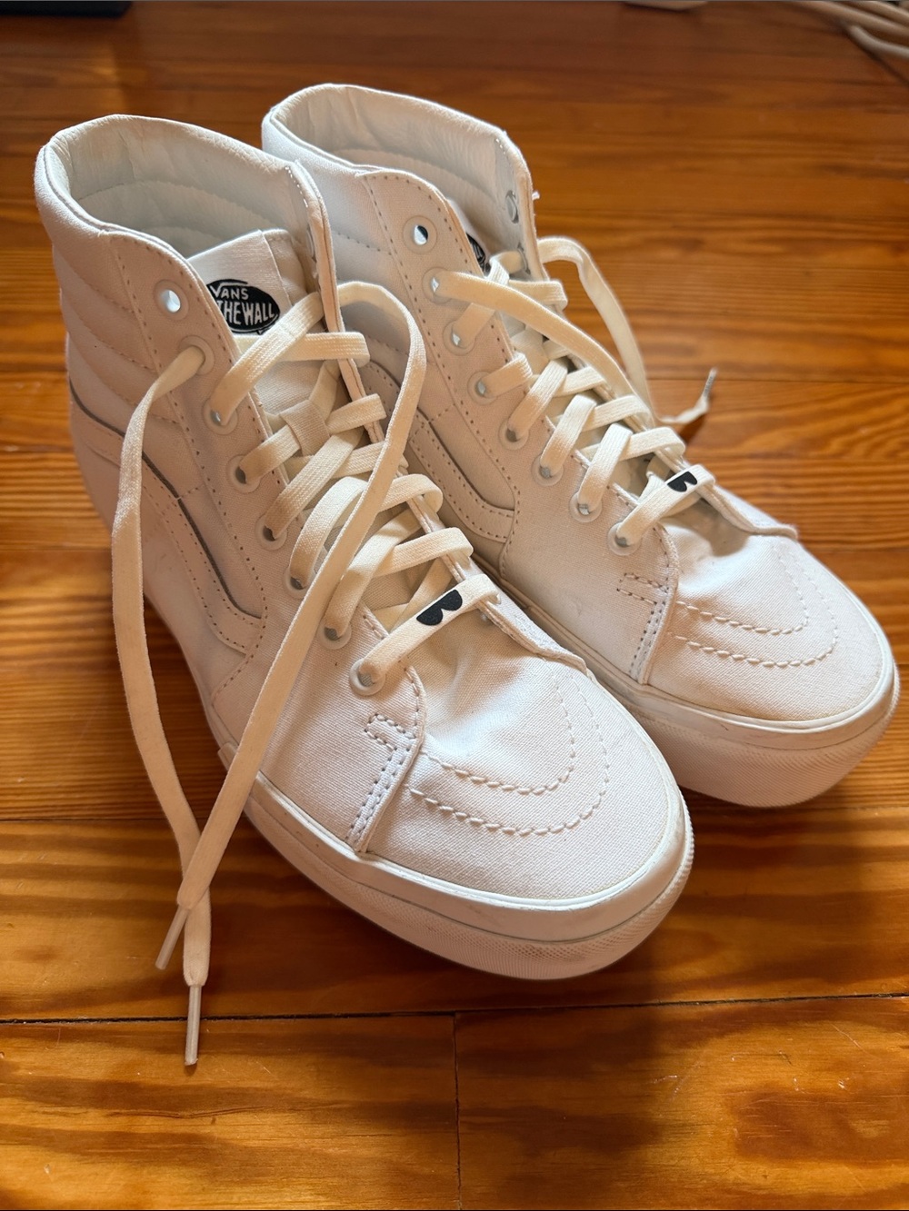 Vans High-Top Platform Canvas Sneakers in Off-White